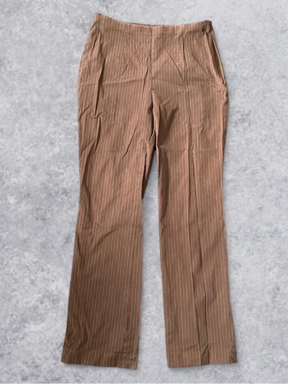 Eddie Bauer Brown Pinstripe Dress Pants Womens Size 12 Career Stretch